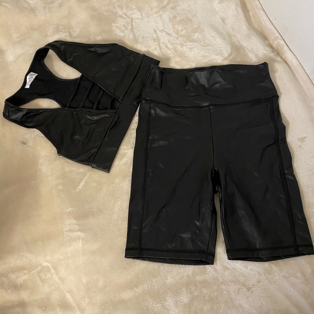 Set of two, black top and black long shorts
